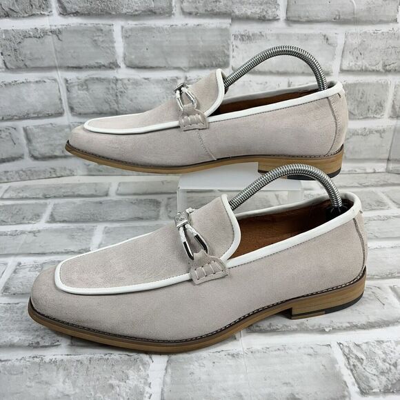 Stacy Adams Colbin Men's Size 9 Ivory Moc Toe Ornament Strap Slip On Loafers - Picture 4 of 13